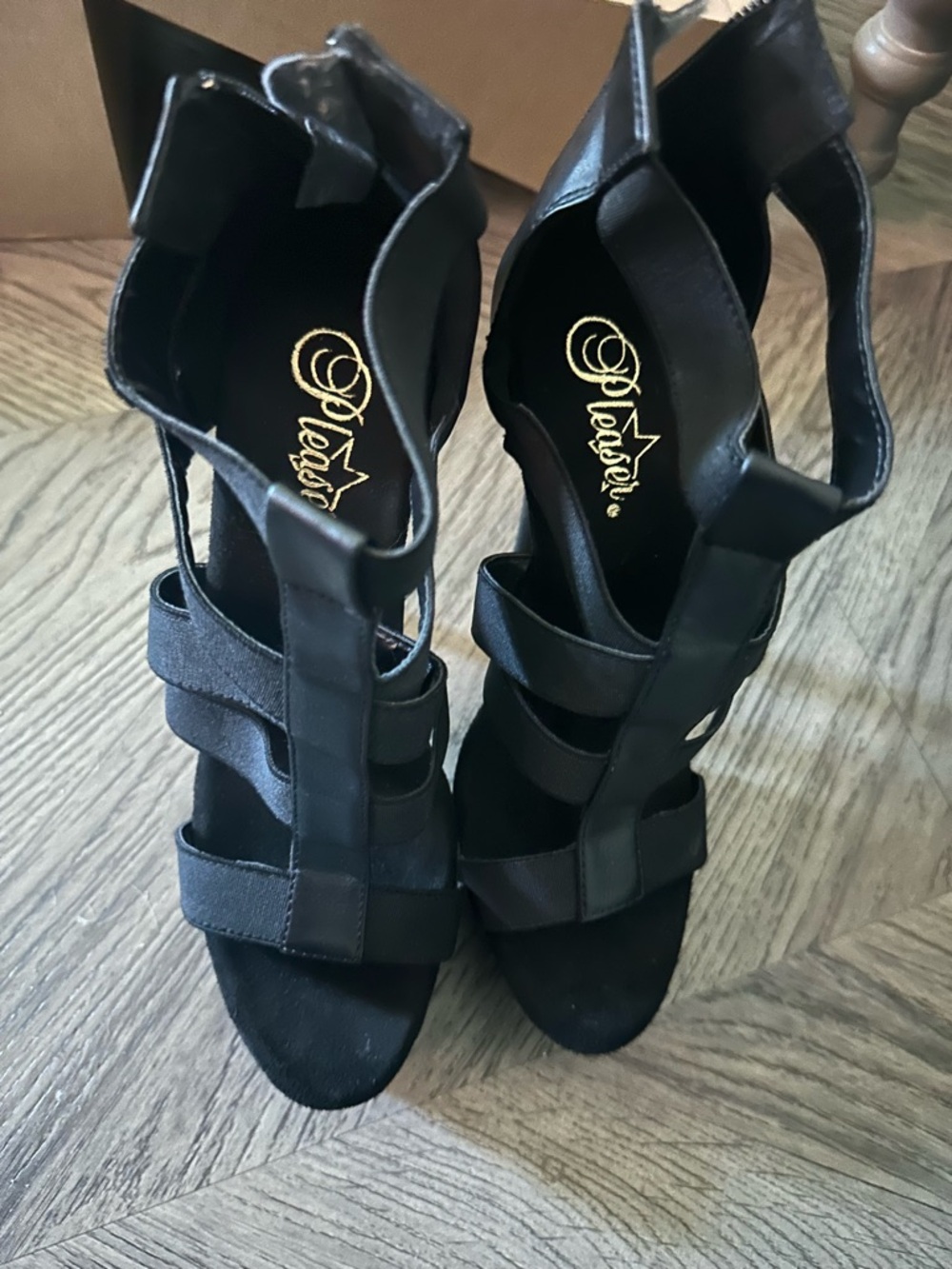 Pleaser Black Strappy Gladiator High Heel Sandals